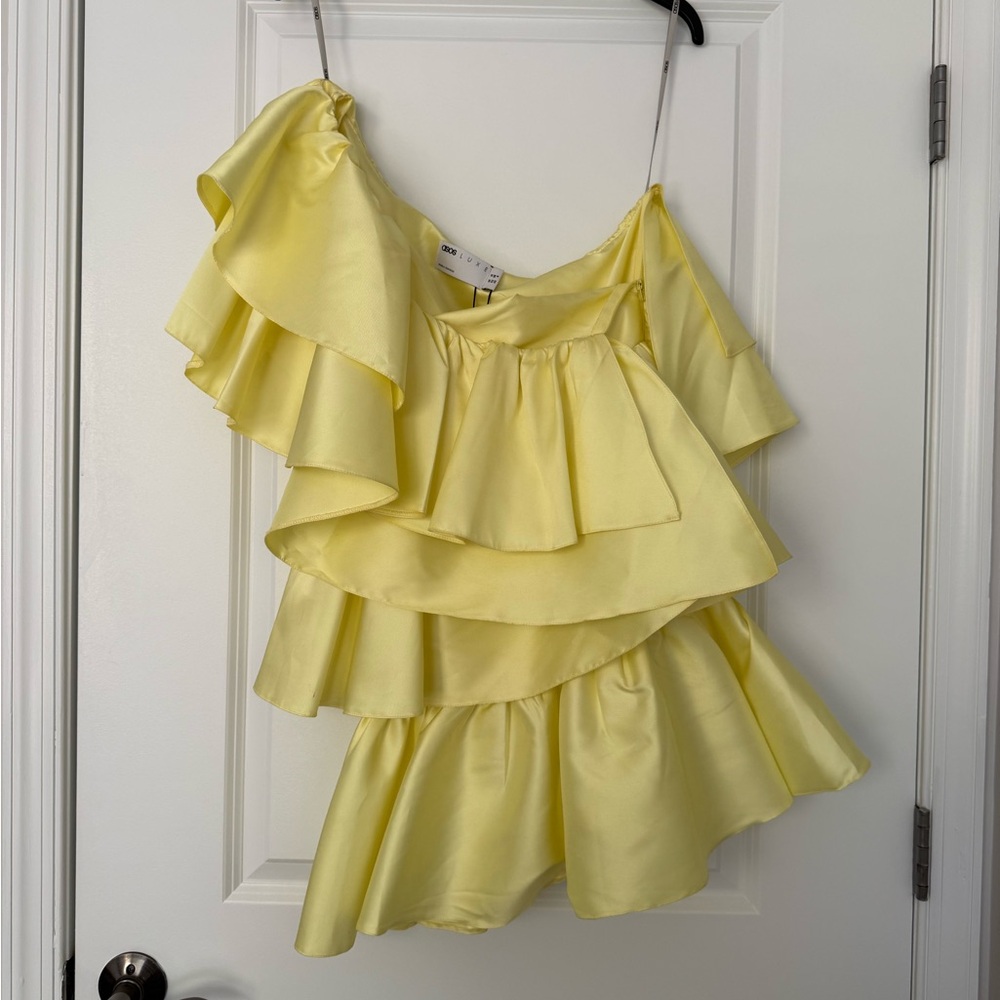 ASOS Luxe Yellow Ruffle Mini Dress